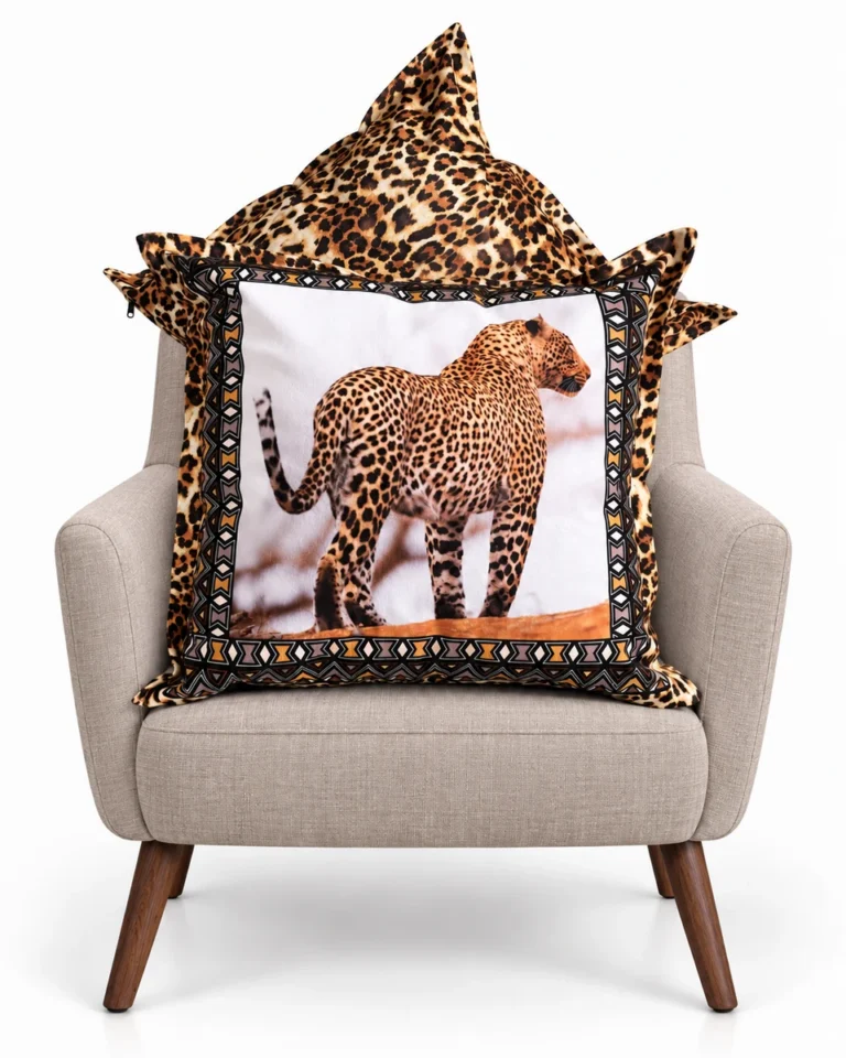Chic cheetah — Digitally styled pale taupe lounge chair on white