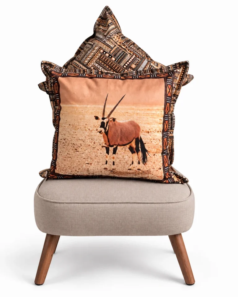 The oryx oasis — Digitally styled pale taupe lounge chair on white
