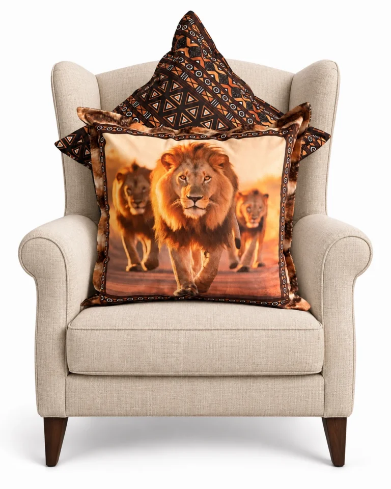 The sovereign mane lion — Digitally styled oatmeal wingback on white